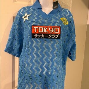 Wild Fable Blue Mesh Short Sleeve Tee